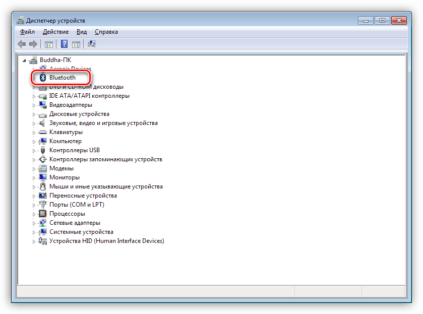 Ветка Bluetooth в Диспетчере устройств Windows