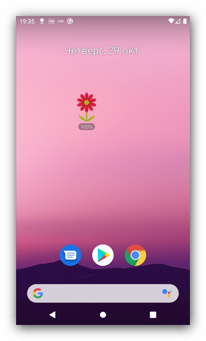 Значок батареи в приложении виджетов для Android Flower Battery Widget