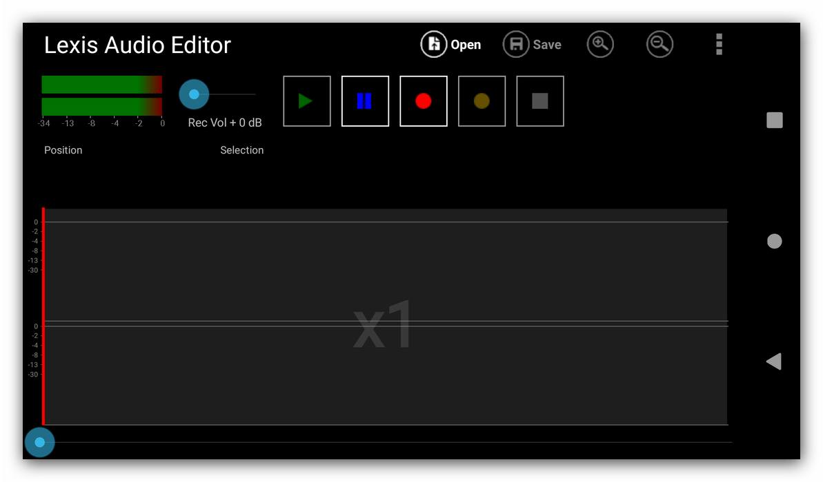 Внешний вид интерфейса аудиоредактора для Android Lexis Audio Editor