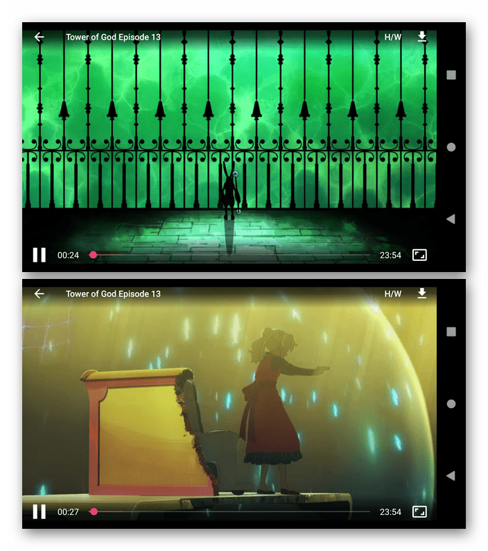 Встроенный плеер приложения AnimeDroid для просмотра аниме на Android