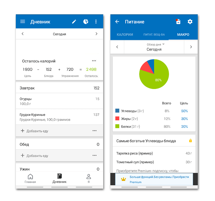 Счетчик калорий MyFitnessPal