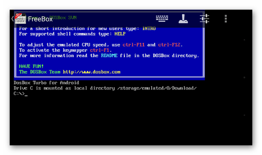 Использование DosBox на устройстве Android