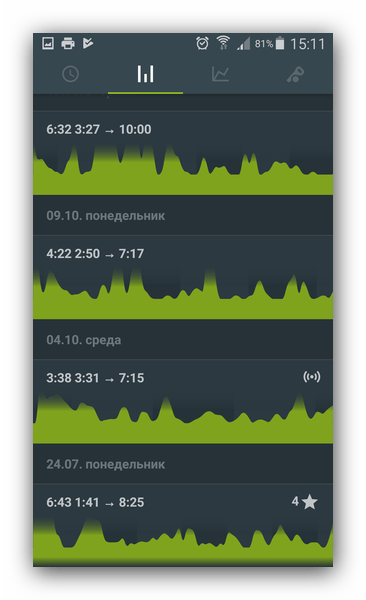 Количество и качество сна в Sleep as Android