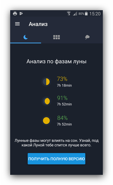 Лунные фазы как фактор влияния на сон в Runtastic Умный будильник (Sleep Better)