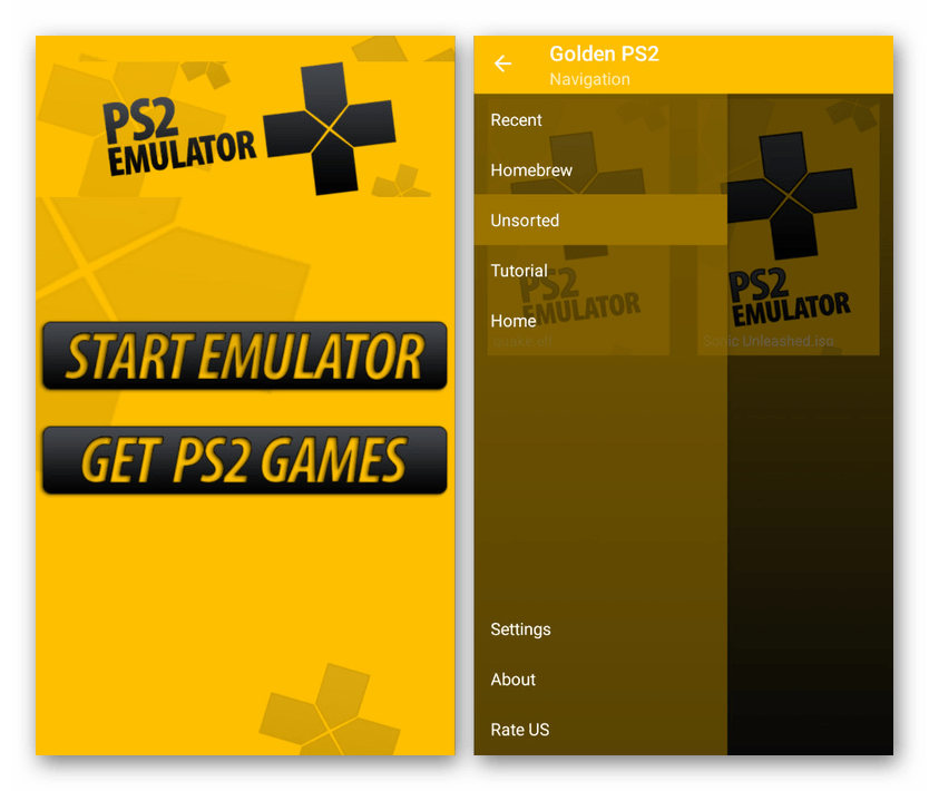 Использование приложения Golden PS2 на Android