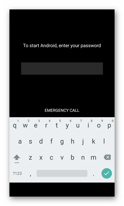 Пример запроса пароля при включении Android