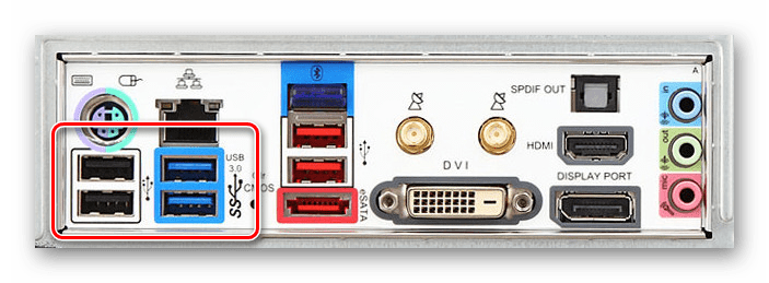 Пример USB-портов на задней стенке компьютера