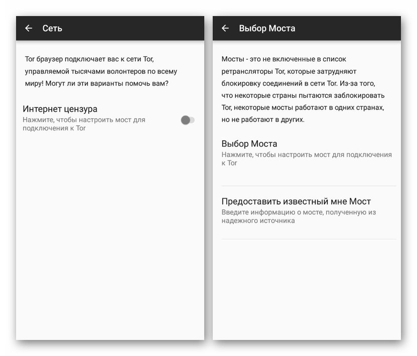 Начальные настройки в Tor Browser на Android
