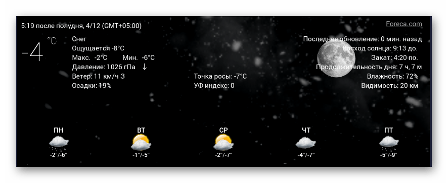 Прозрачные часы и погода