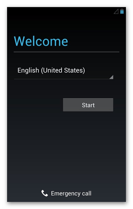 Экран первого включения Android
