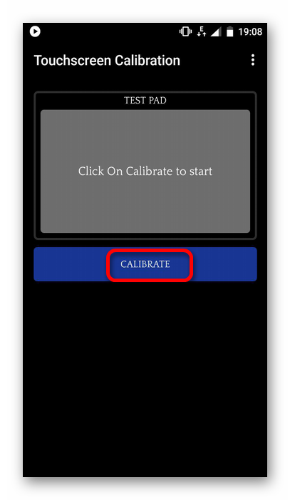начало калибровки экрана в Touchscreen Calibration