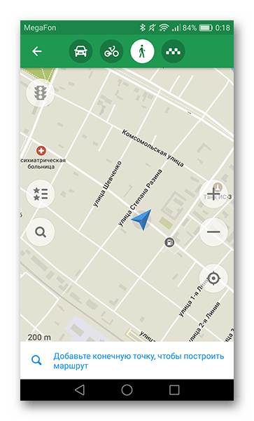 Карта с местоположением в приложении MAPS.ME