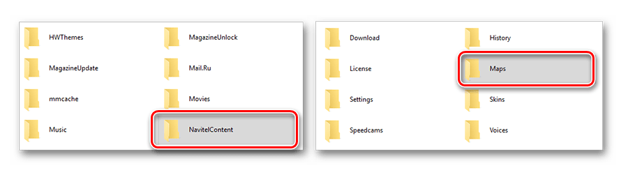 Переходим в папку NavitelContent и далее в папку Maps