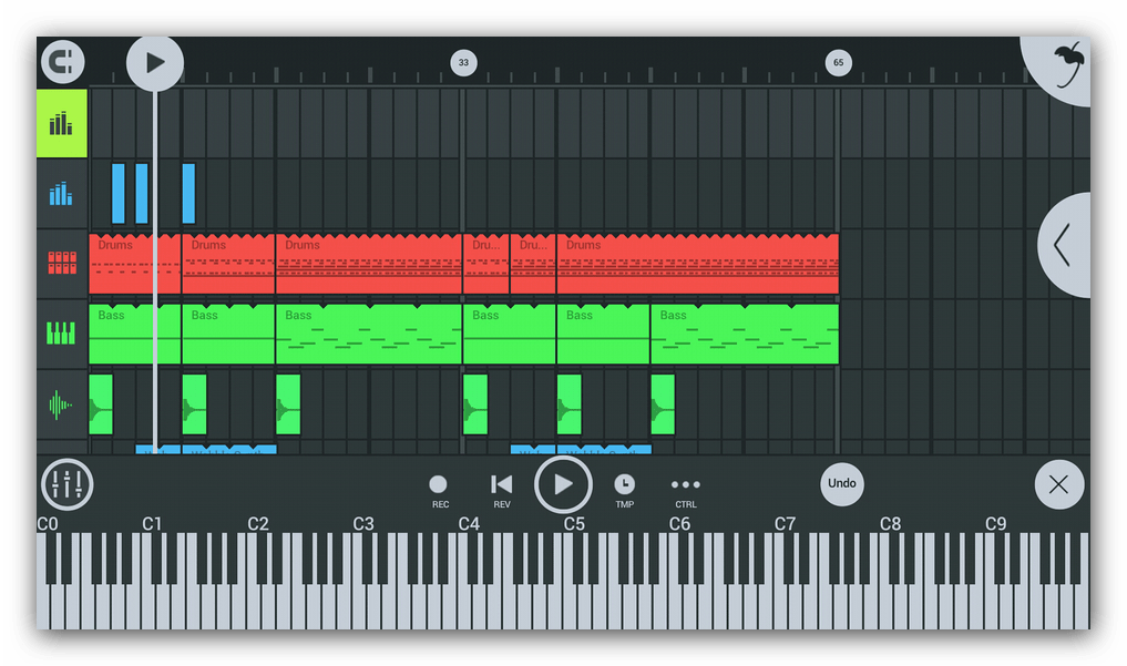 Главное рабочее окно FL Studio Mobile