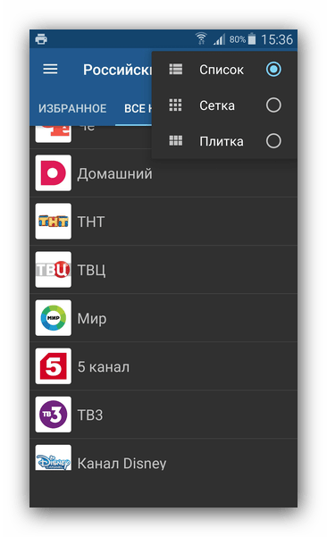 Варианты отображения каналов IPTV