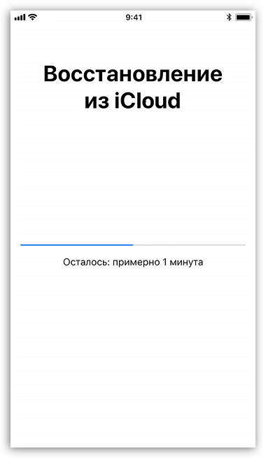 Процесс восстановления iPhone из копии iCloud