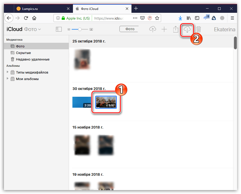 Загрузка видео из iCloud на компьютер