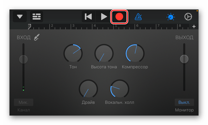 Начать запись голоса в приложении GarageBand для iPhone