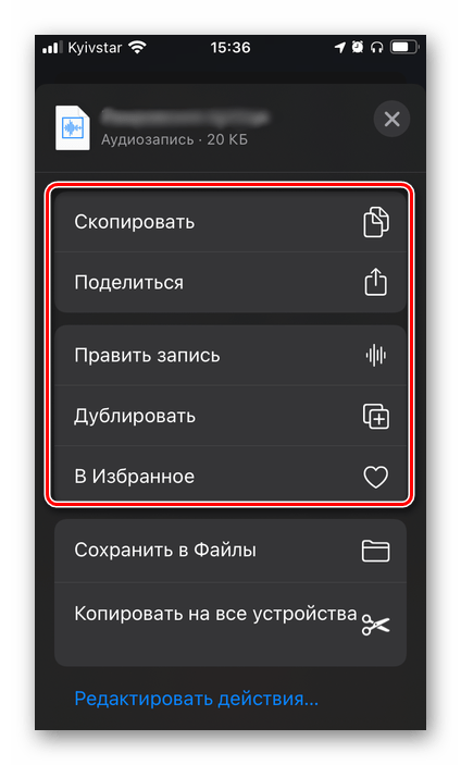 Дополнительные элементы управления аудиозаписью в приложении Диктофон для iPhone