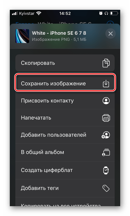 Сохранить изображение из хранилища iCloud Drive в приложении Файлы на iPhone