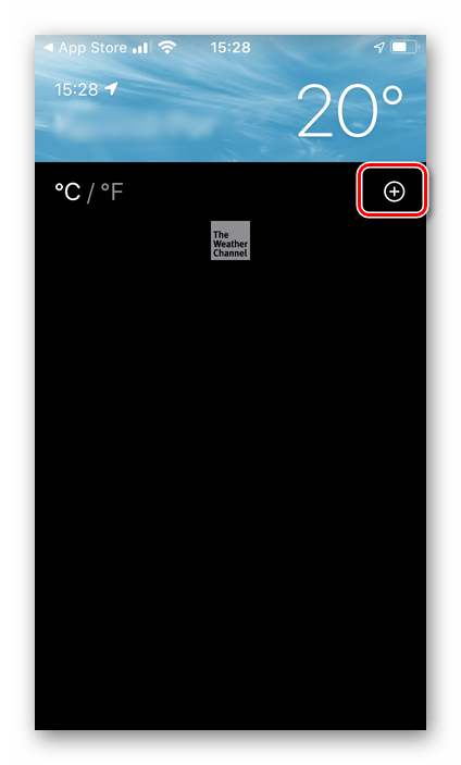 Добавление нового населенного пункта в приложении Apple Погода на iPhone