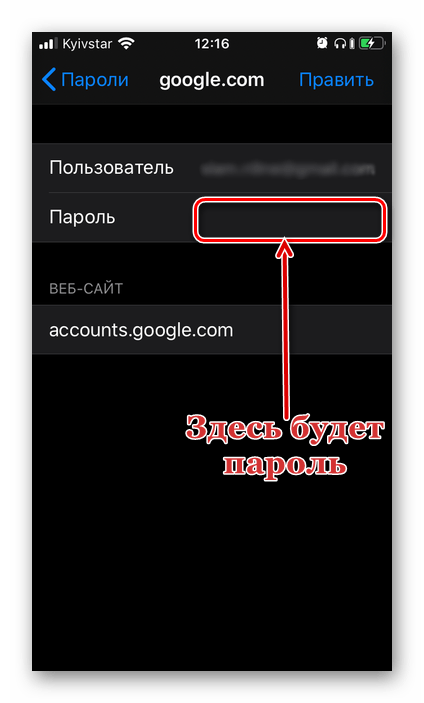 Просмотр сохраненного пароля на iPhone