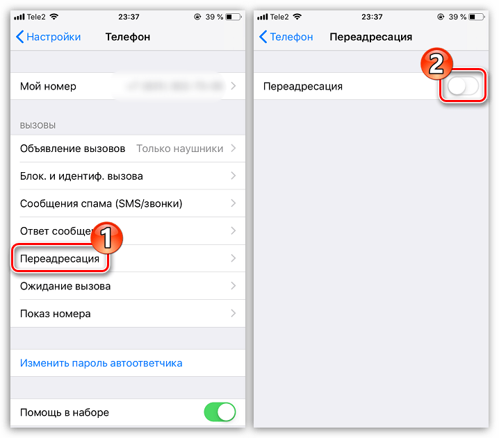 Активация переадресации на iPhone