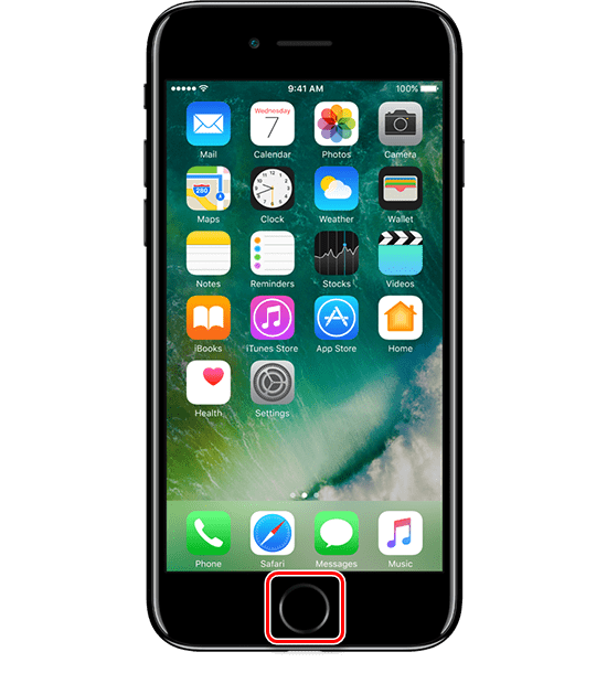 Нажатие кнопки Домой на iPhone