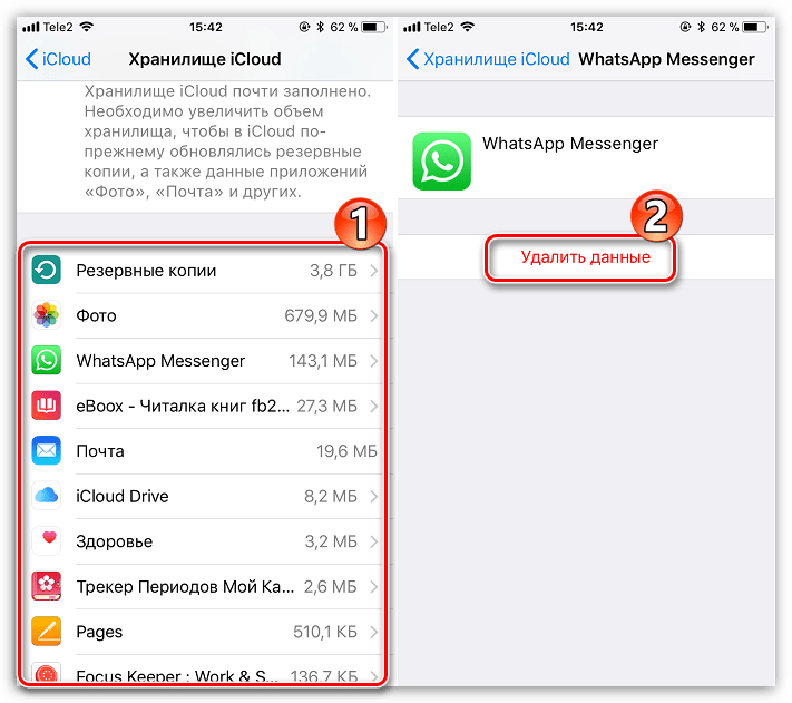 Удаление данных из iCloud на iPhone