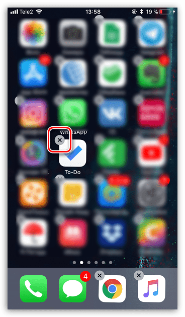 Удаление приложения с рабочего стола iPhone
