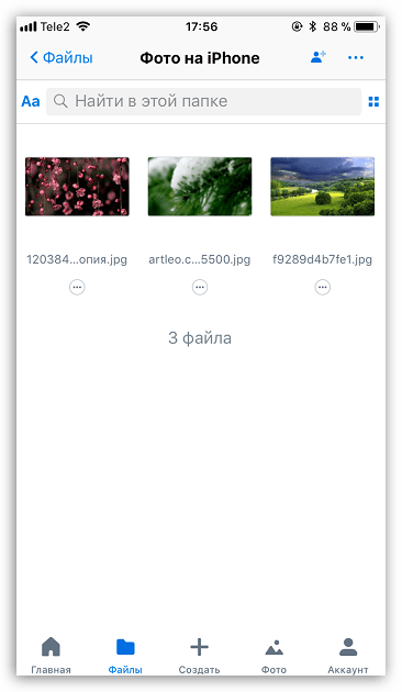 Перенос фото с компьютера на iPhone через Dropbox