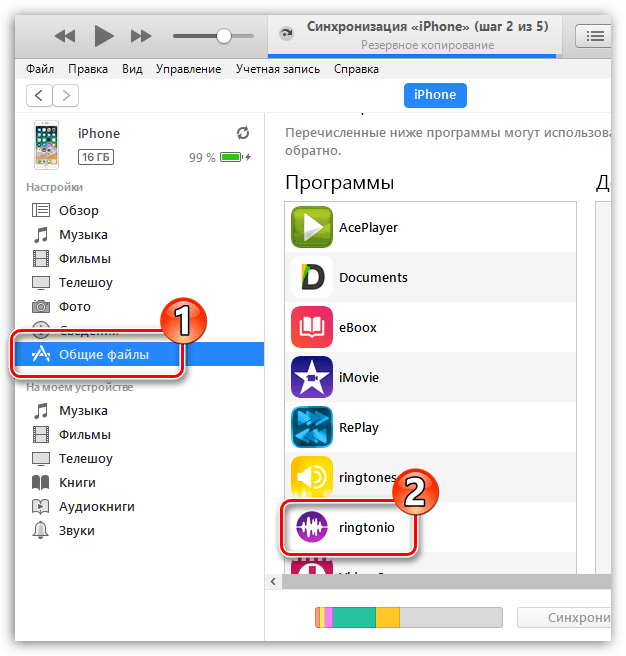 Общие файлы в iTunes