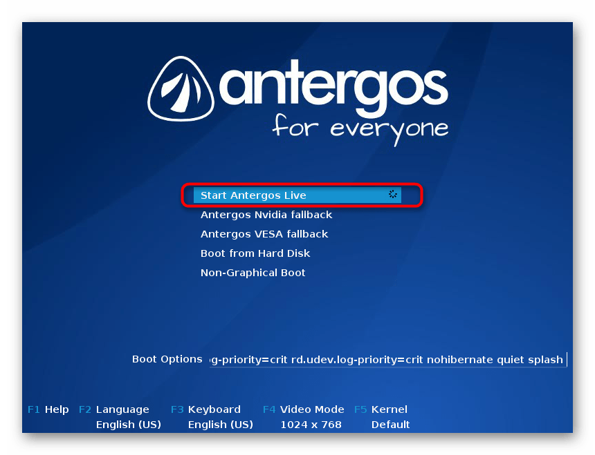 Переход к графическому установщику дистрибутива Antergos