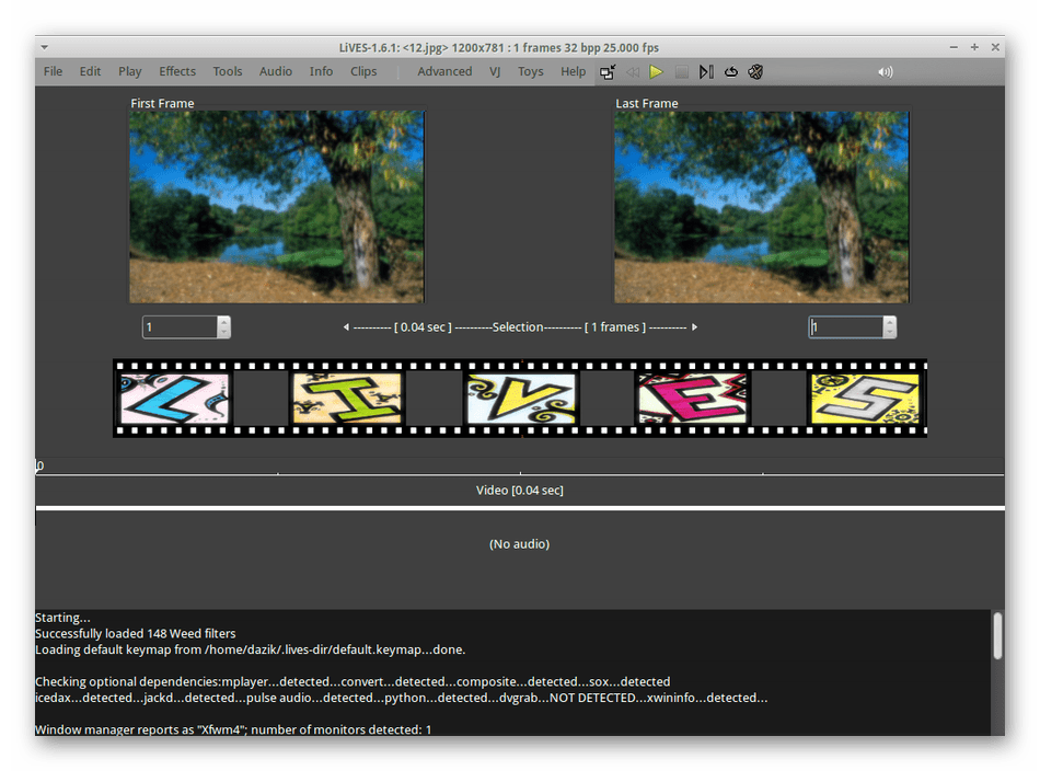Использование программы LiVES для редактирования видео в Linux