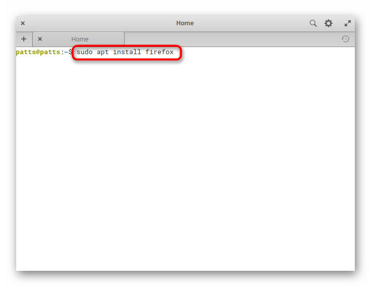 Команда для установки браузера Mozilla Firefox в системе Elementary OS