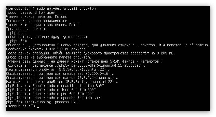 установка php fpm в ubuntu server