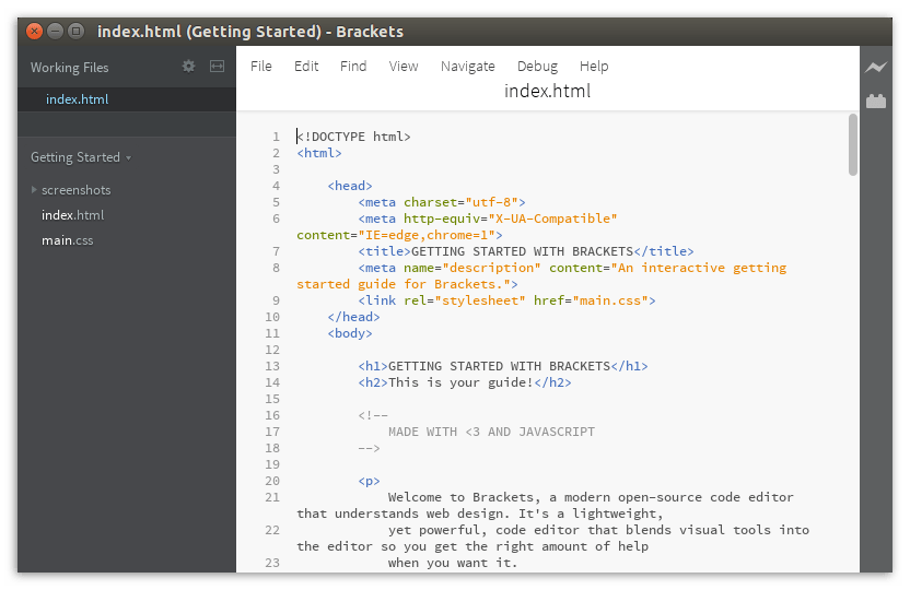 текстовый редактор brackets для линукс