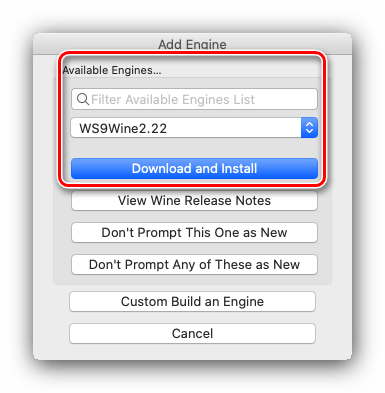 Загрузка движка Wineskin для её использования в macOS