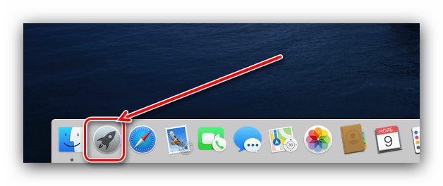 Запуск Launchpad для доступа к Терминалу для проверки MAC-адреса на macOS