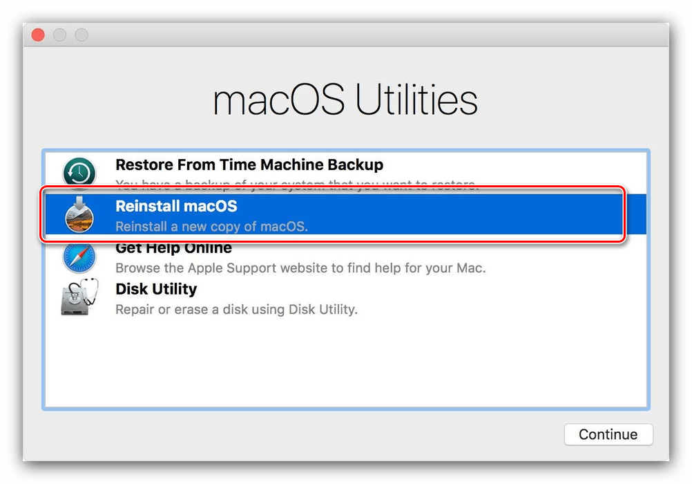 Запустить переустановку системы macOS способом через интернет