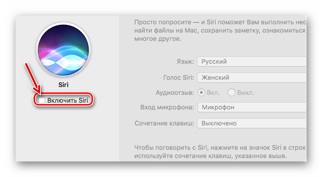 Полное отключение голосового ассистемна Siri на mac OS