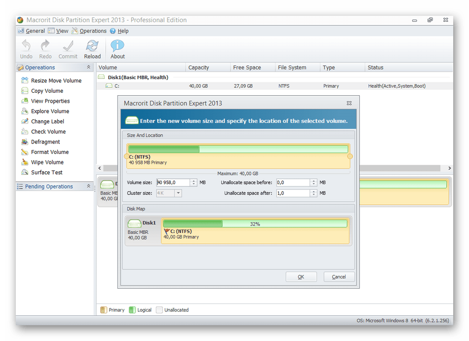 Использование программы Macrorit Disk Partition Expert для расширения диска С