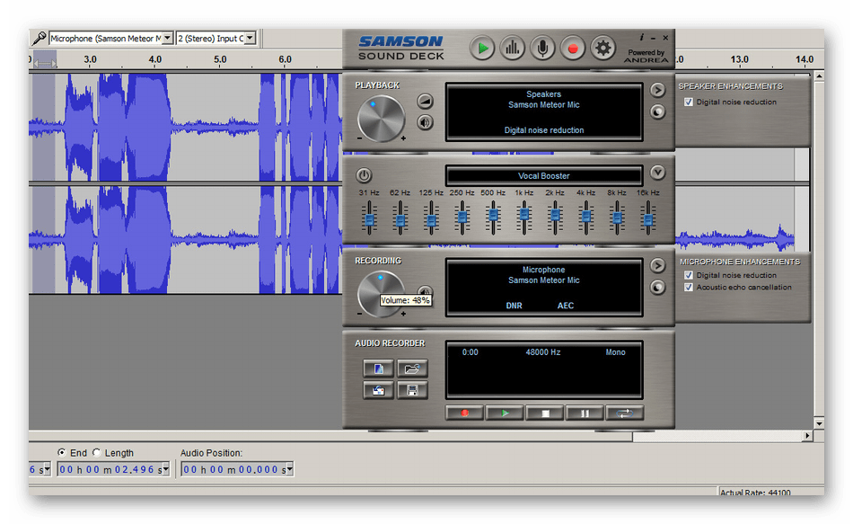 Использование программы Samson Sound Deck для подавления шумов микрофона