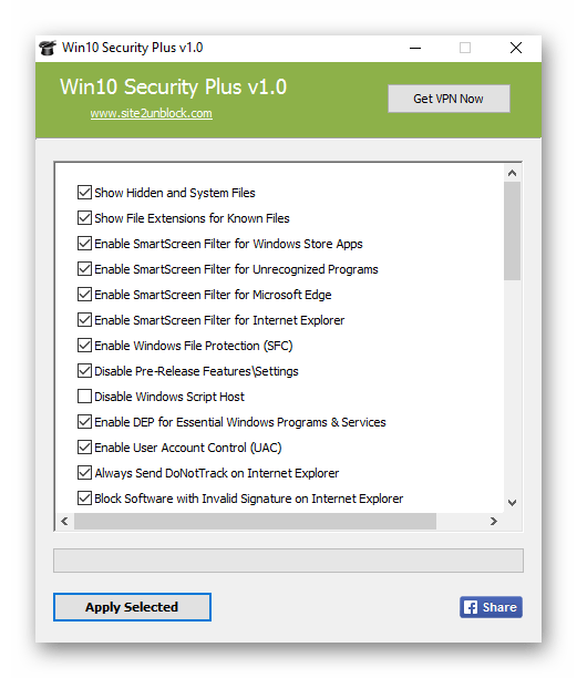Использование программы Win10 Security Plus для отключения обновлений Windows 10