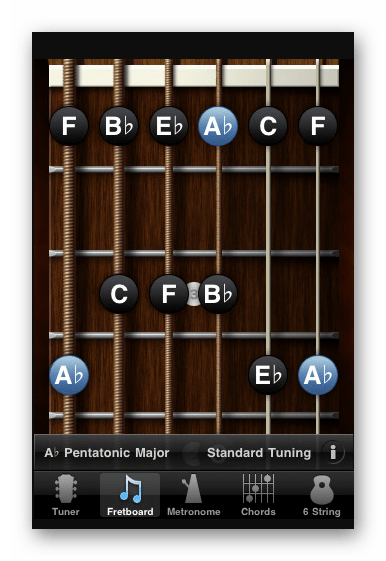 Интерфейс приложения GuitarToolkit на Айфон