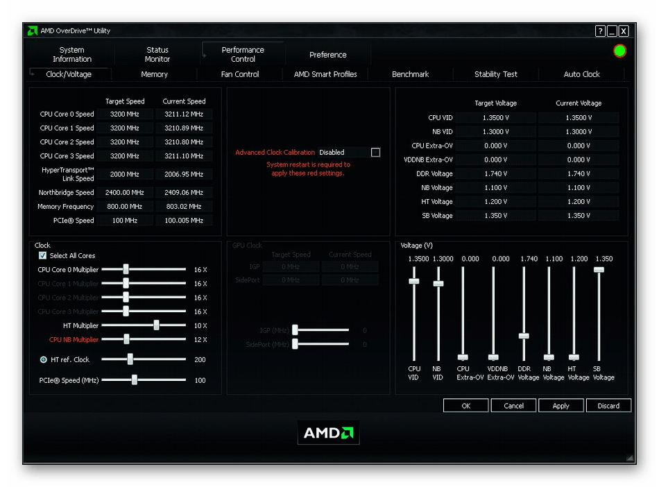 Использование программы AMD OverDrive для разгона оперативной памяти