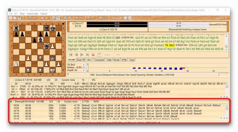 Использование шахматного движка Ethereal для анализа партий