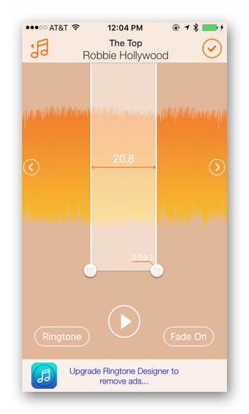 Интерфейс программы Ringtone Designer 2.0 на iPhone