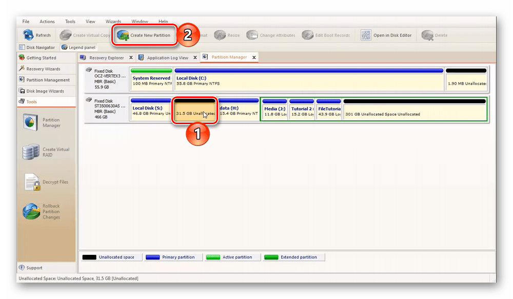 Программа для создания разделов на жестком диске Active Partition Manager