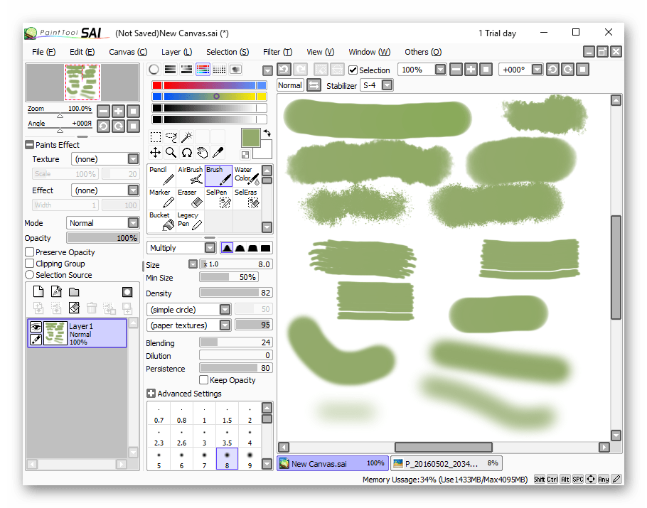 Интерфейс программы Paint Tool Sai